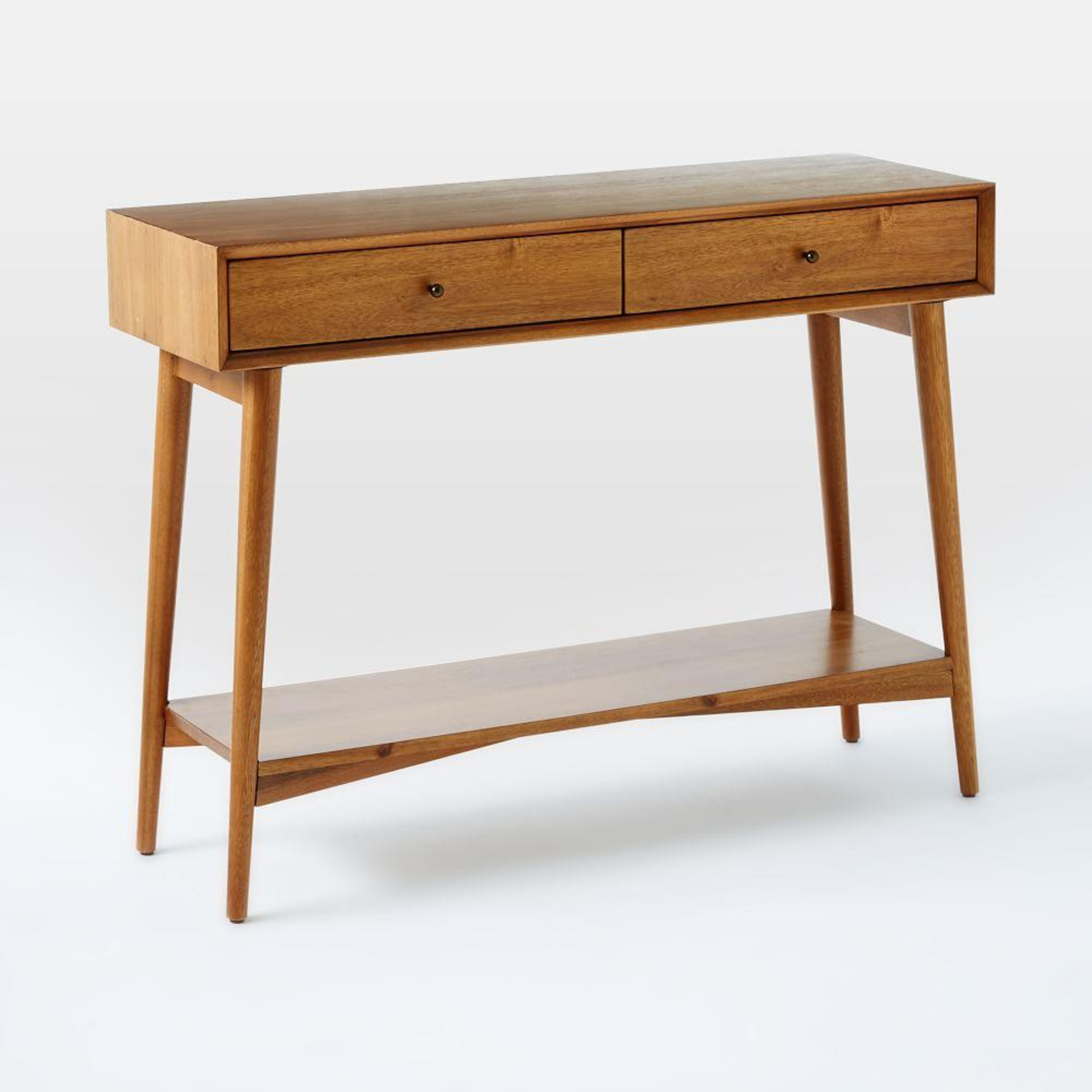 Mid century console shop table with storage