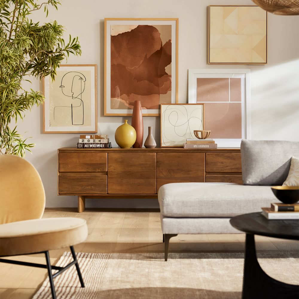 Solid wood best sale media console