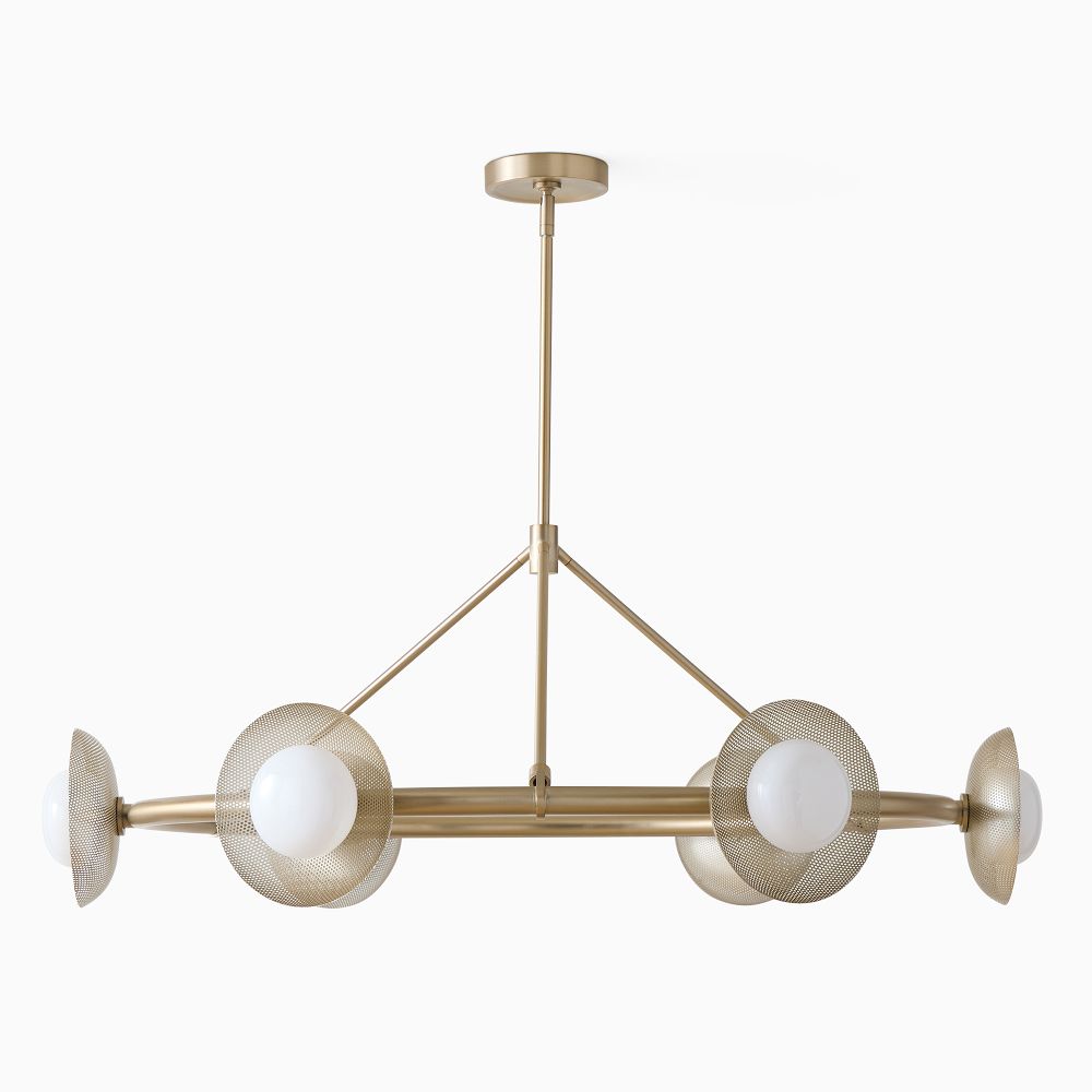Buy online Bezel 6 Light Round Perforated Metal Chandelier 102cm