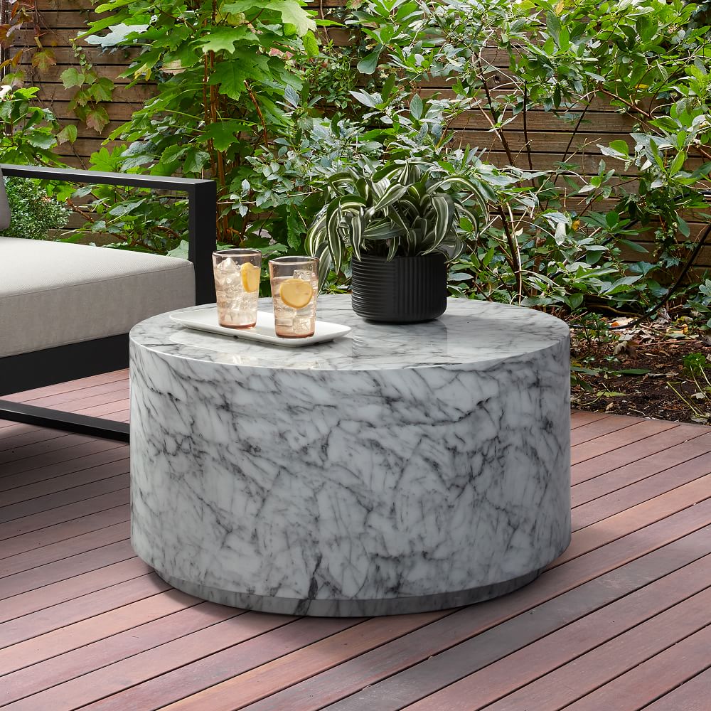Marbled Drum Outdoor Coffee Table