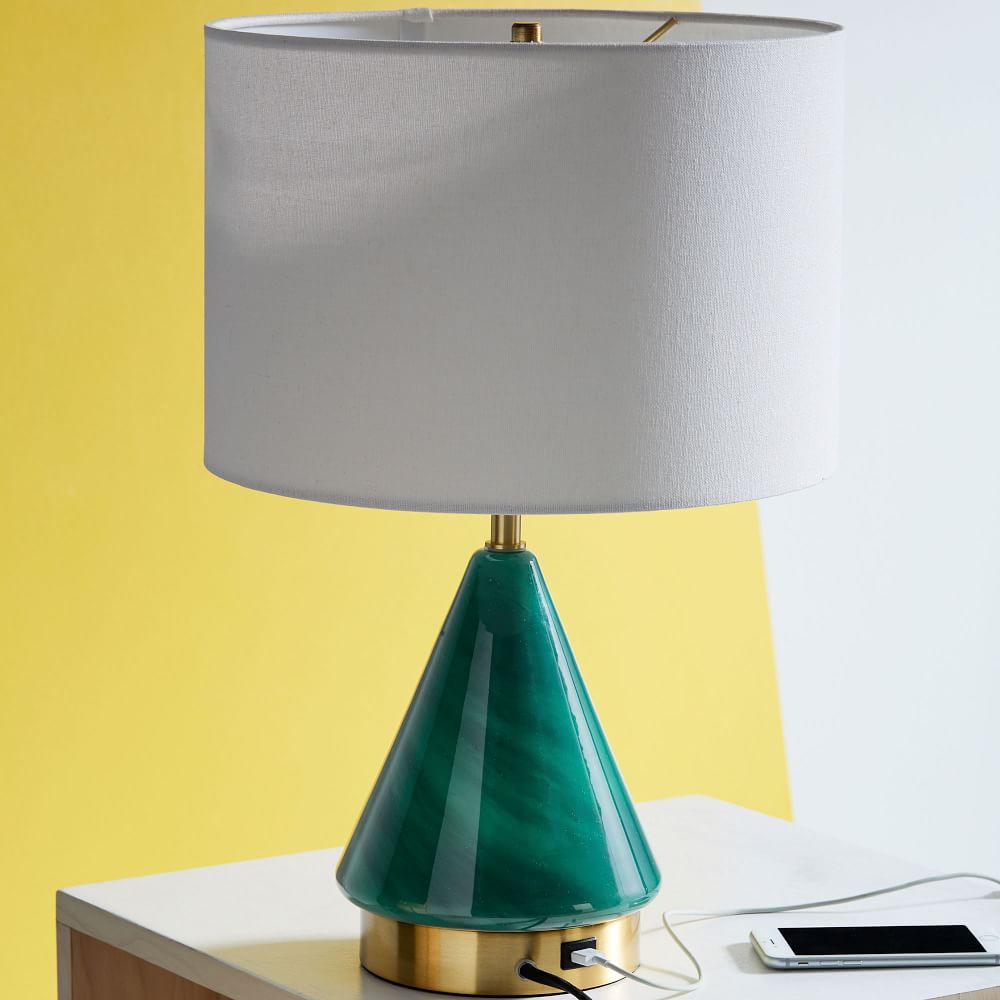 Metalized Glass USB Table Lamp Small