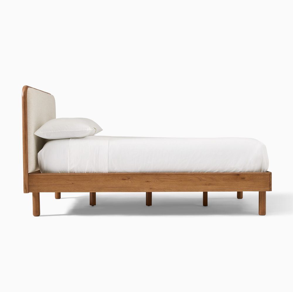 Wood and on sale upholstered bed