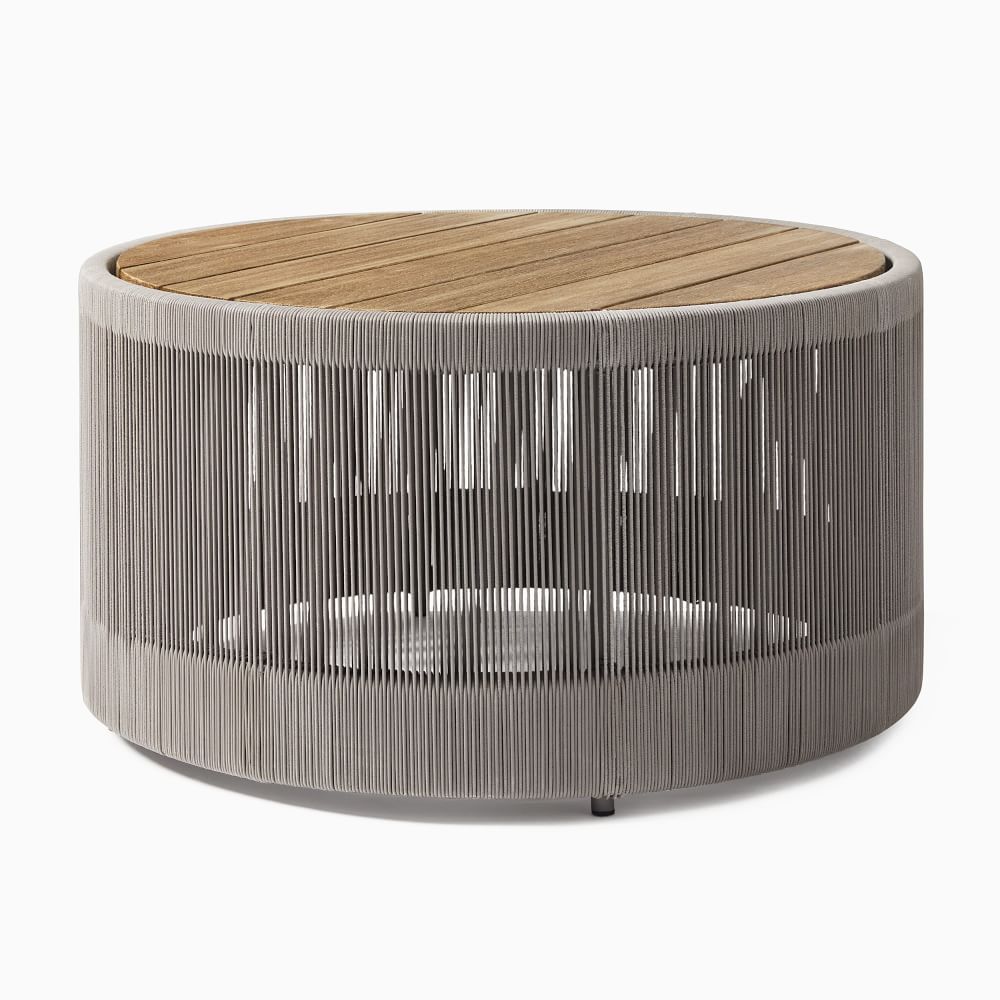 Round wood outdoor discount coffee table