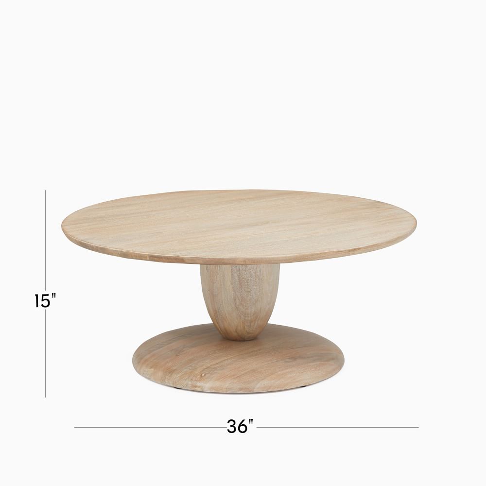 Round wood shop pedestal coffee table