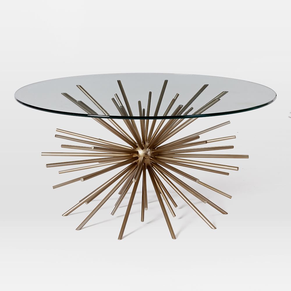 Glass brass coffee table deals