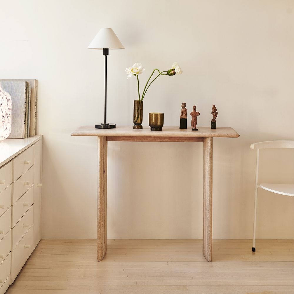 Wood console outlet table with shelves