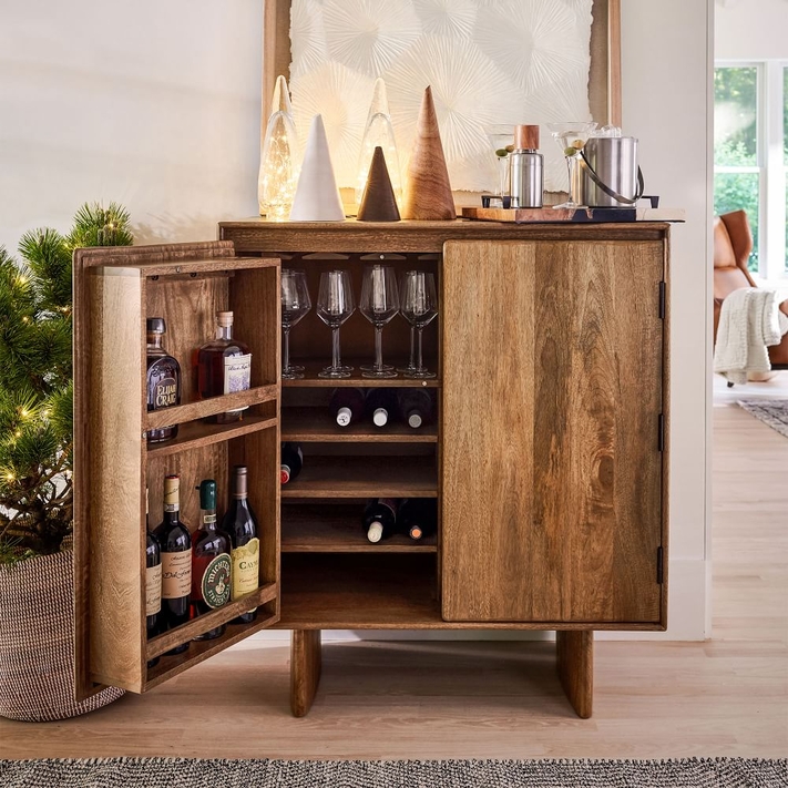 Wood bar shop cabinets