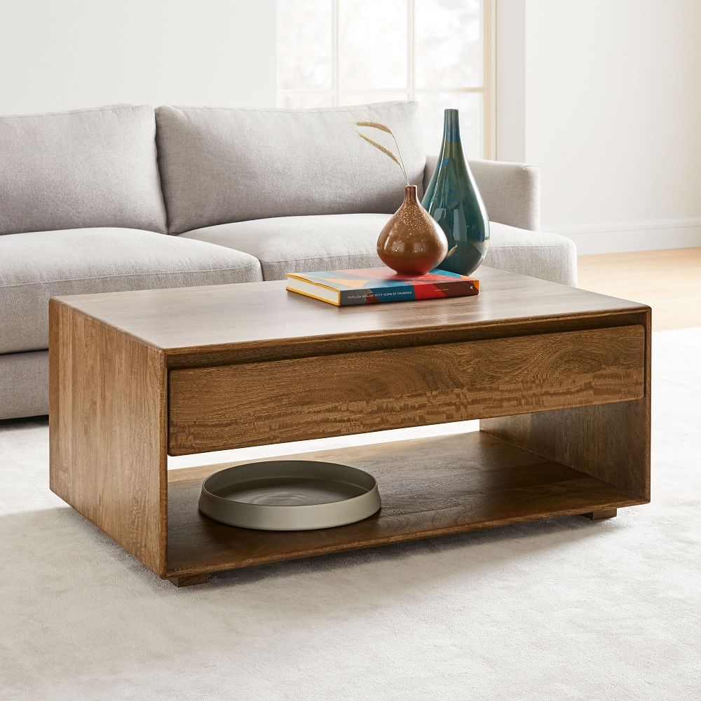 Solid oak coffee table with drawers sale