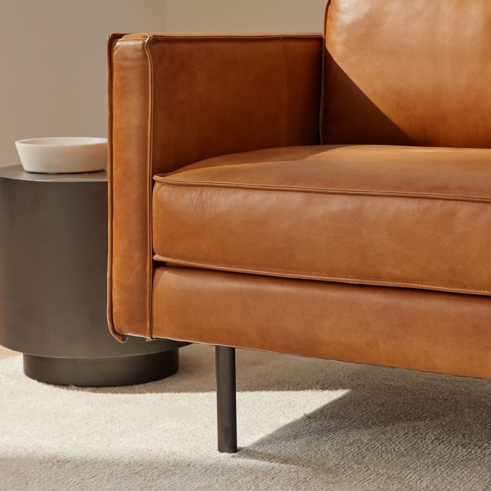 West elm on sale leather couch