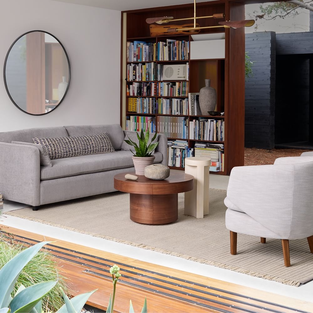 Curved outlet velvet couch