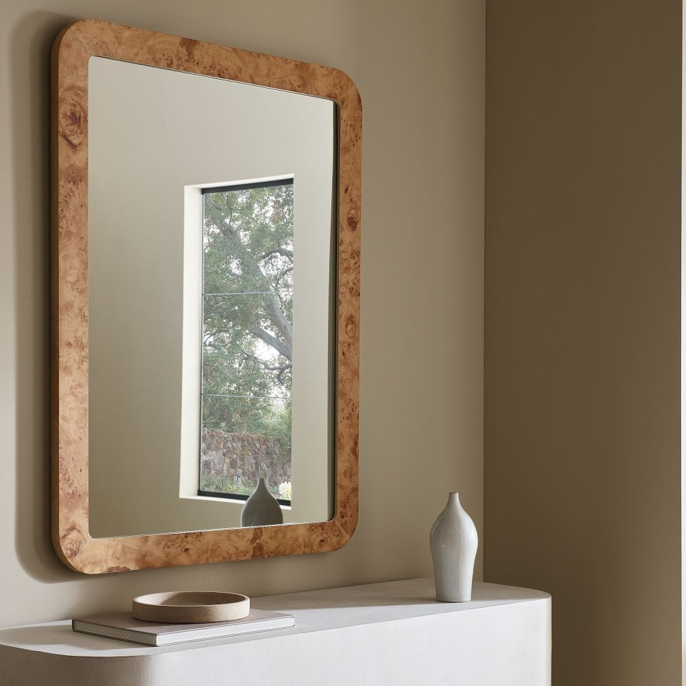 Burled Wood Wall Mirror
