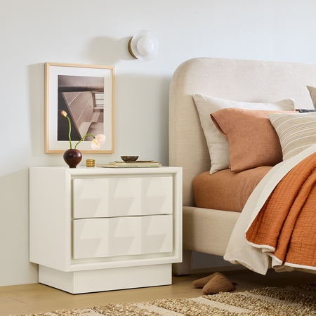 2 white outlet bedside tables