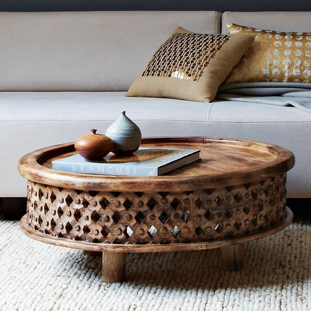 Modern round shop wood coffee table