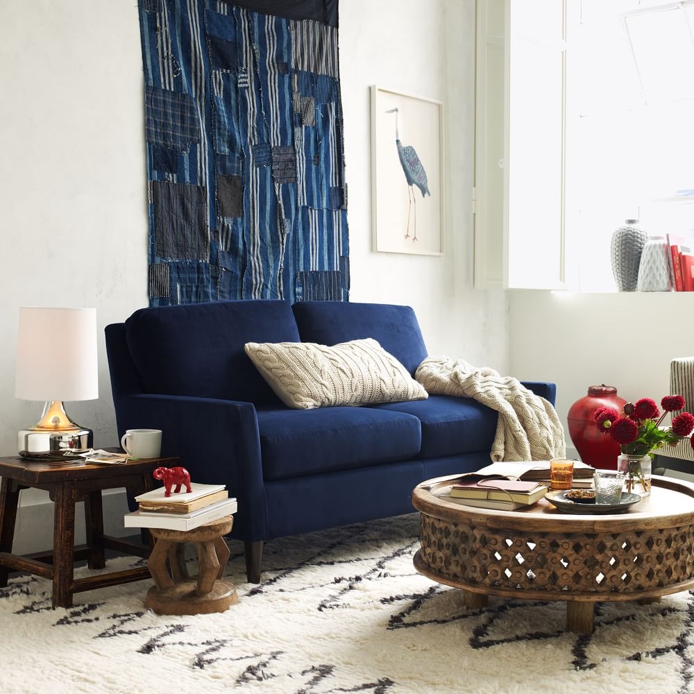 Blue wood sales coffee table