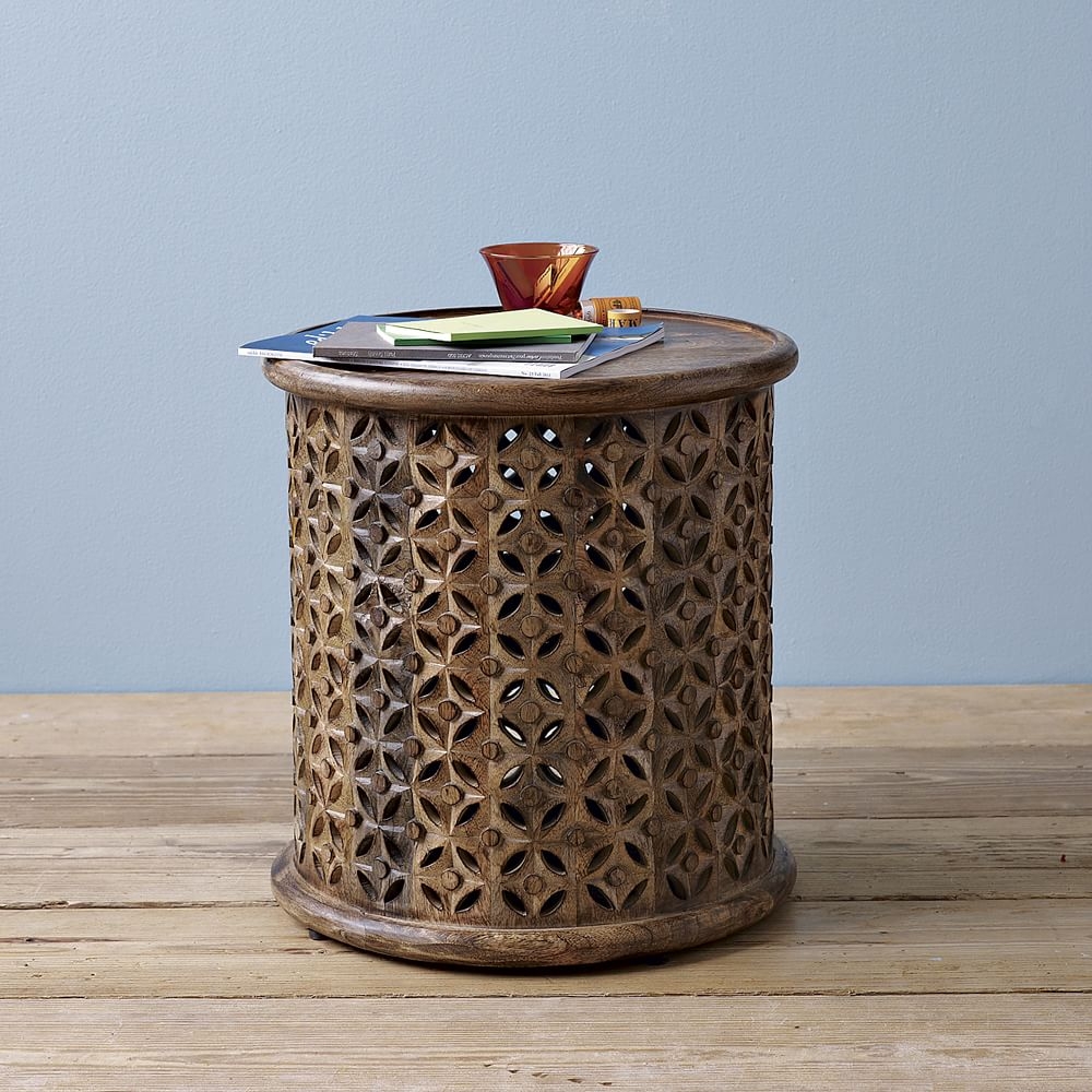 Buy online Carved Wood Side Table now West Elm UAE UAE