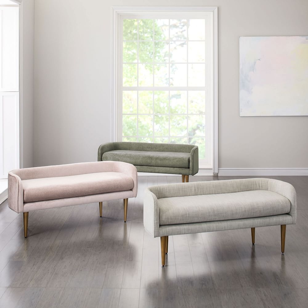 West elm velvet clearance bench