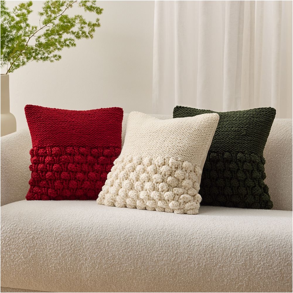 Red knit shop pillow