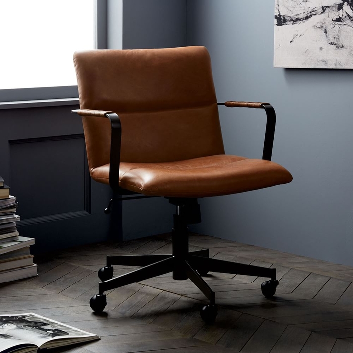 Mid century modern leather hot sale armchair