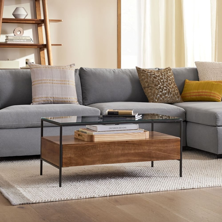 Concrete coffee table with hot sale storage