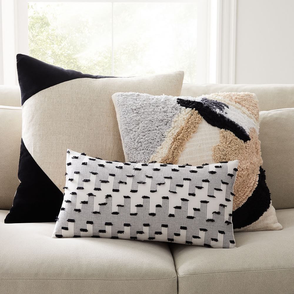 Cotton Linen & Velvet Corners Pillow Cover - West Elm UK