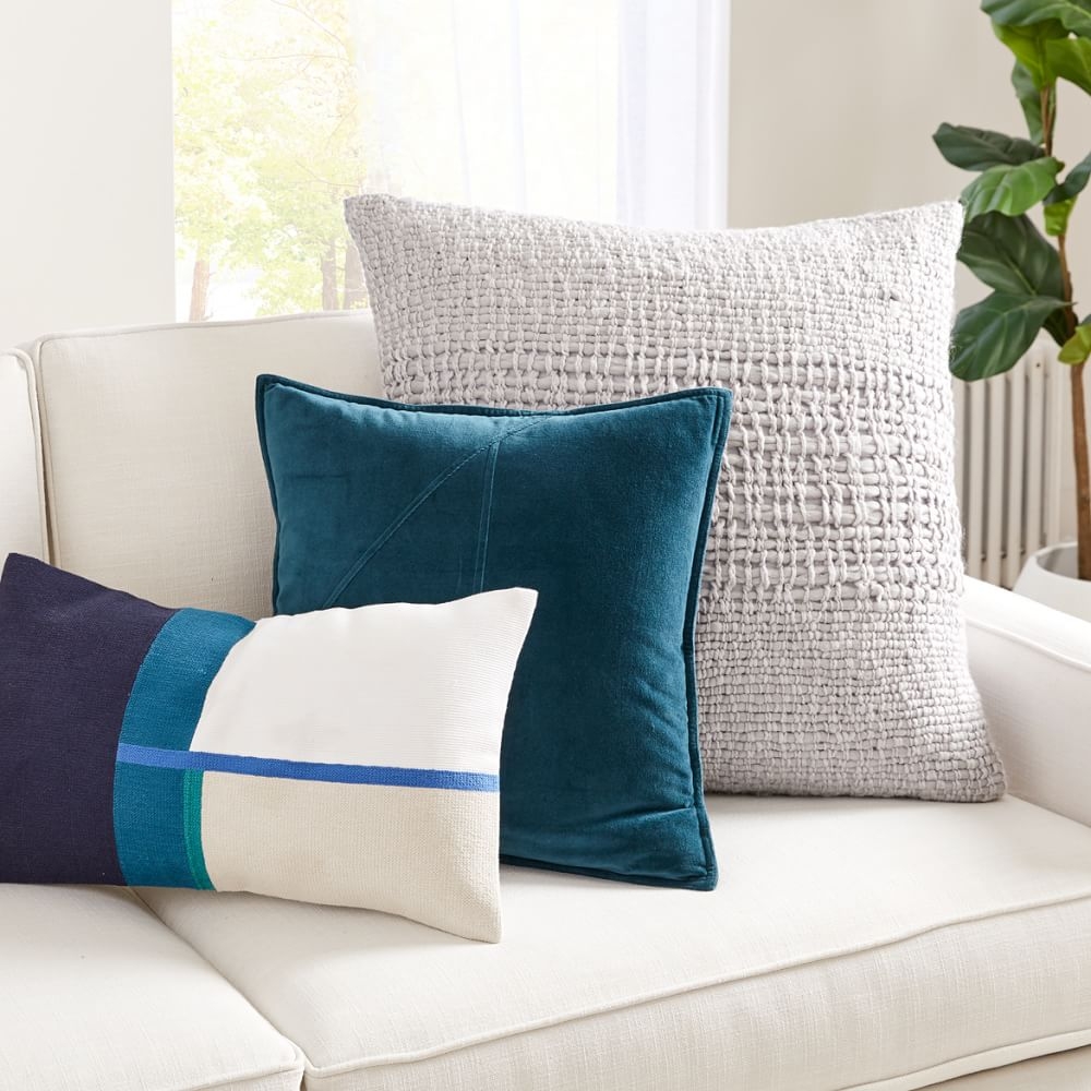 Teal and grey pillow covers top