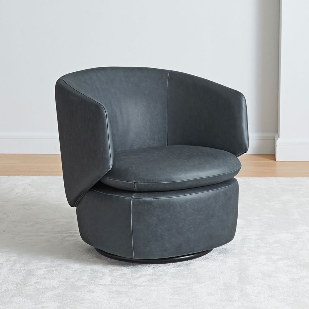 Gray leather sale swivel chair