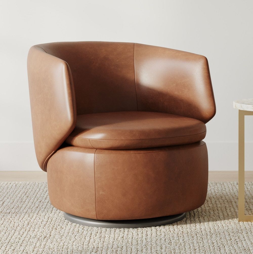 Buy online Crescent Leather Swivel Chair now West Elm UAE UAE