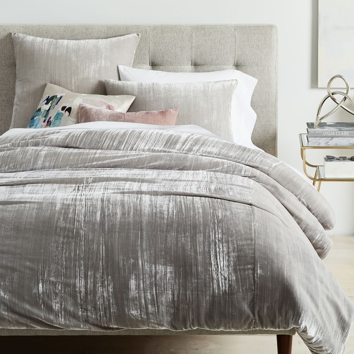 Buy online Crinkle Velvet Duvet Cover Shams Platinum now