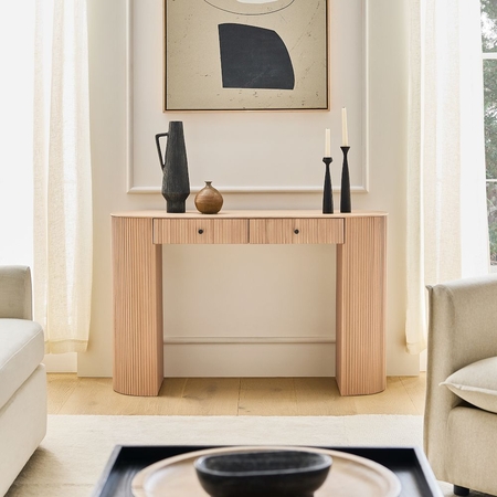 Leather online console table
