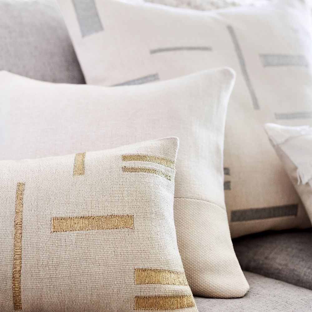 Buy online Embroidered Metallic Blocks Pillow Cover now West Elm