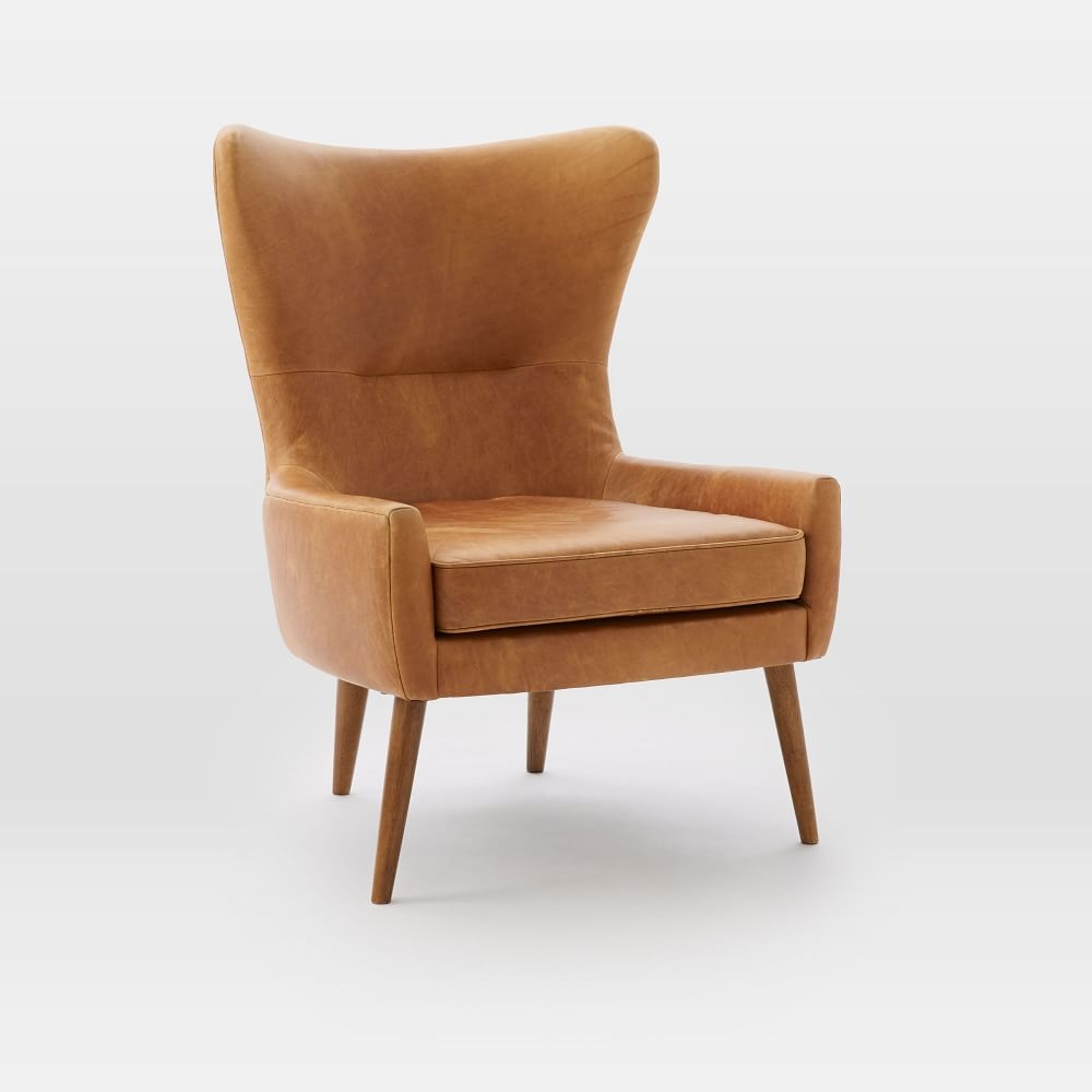 Black leather online wingback chair