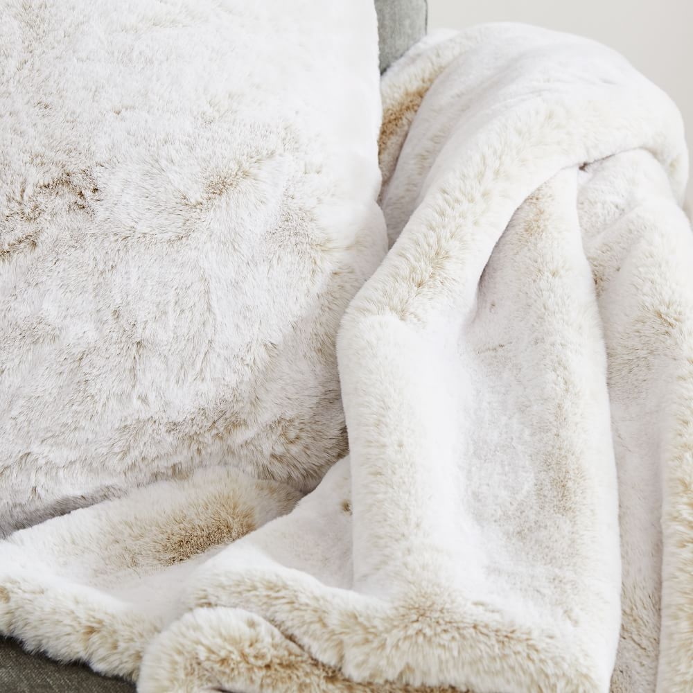 Faux Fur Chinchilla Pillow Cover Throw Set