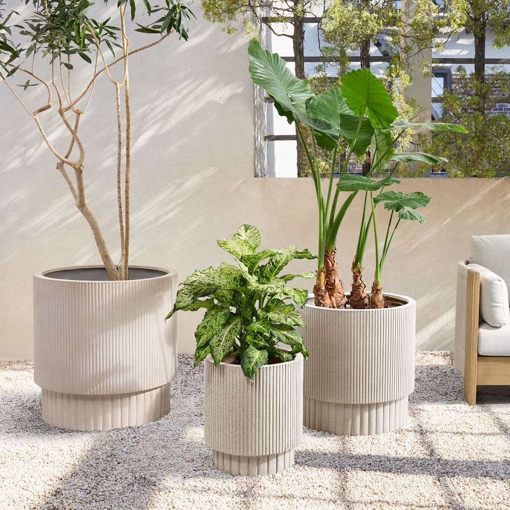Fluted Ficonstone Indoor Outdoor Planters