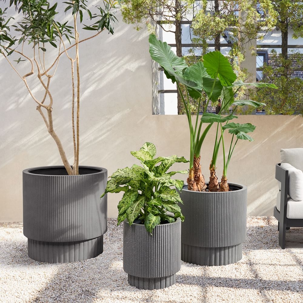 Fluted Ficonstone Indoor Outdoor Planters