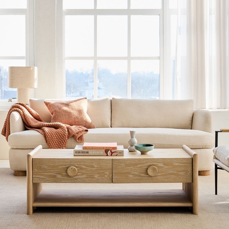 Wood coffee deals table with drawers