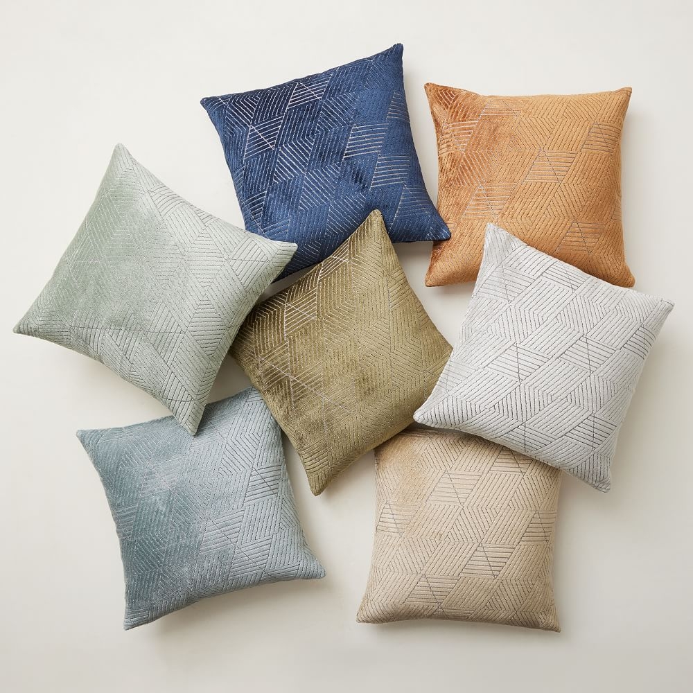 Buy online Geo Facet Jacquard Velvet Pillow Cover now West Elm