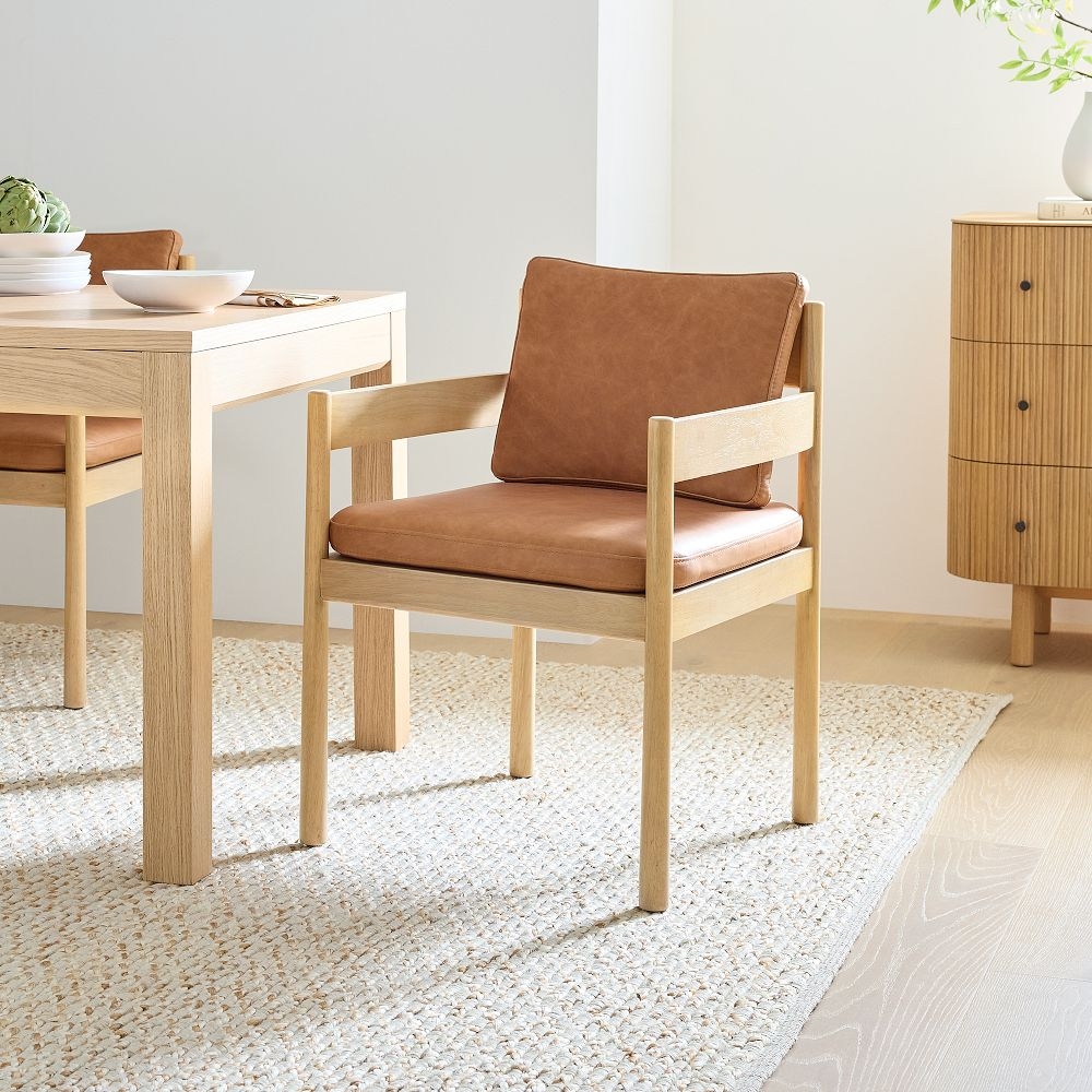 Buy online Halsey Leather Arm Dining Chair now West Elm UAE UAE