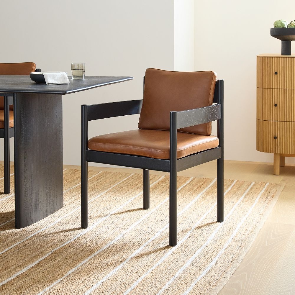 Leather dining chair with arms new arrivals