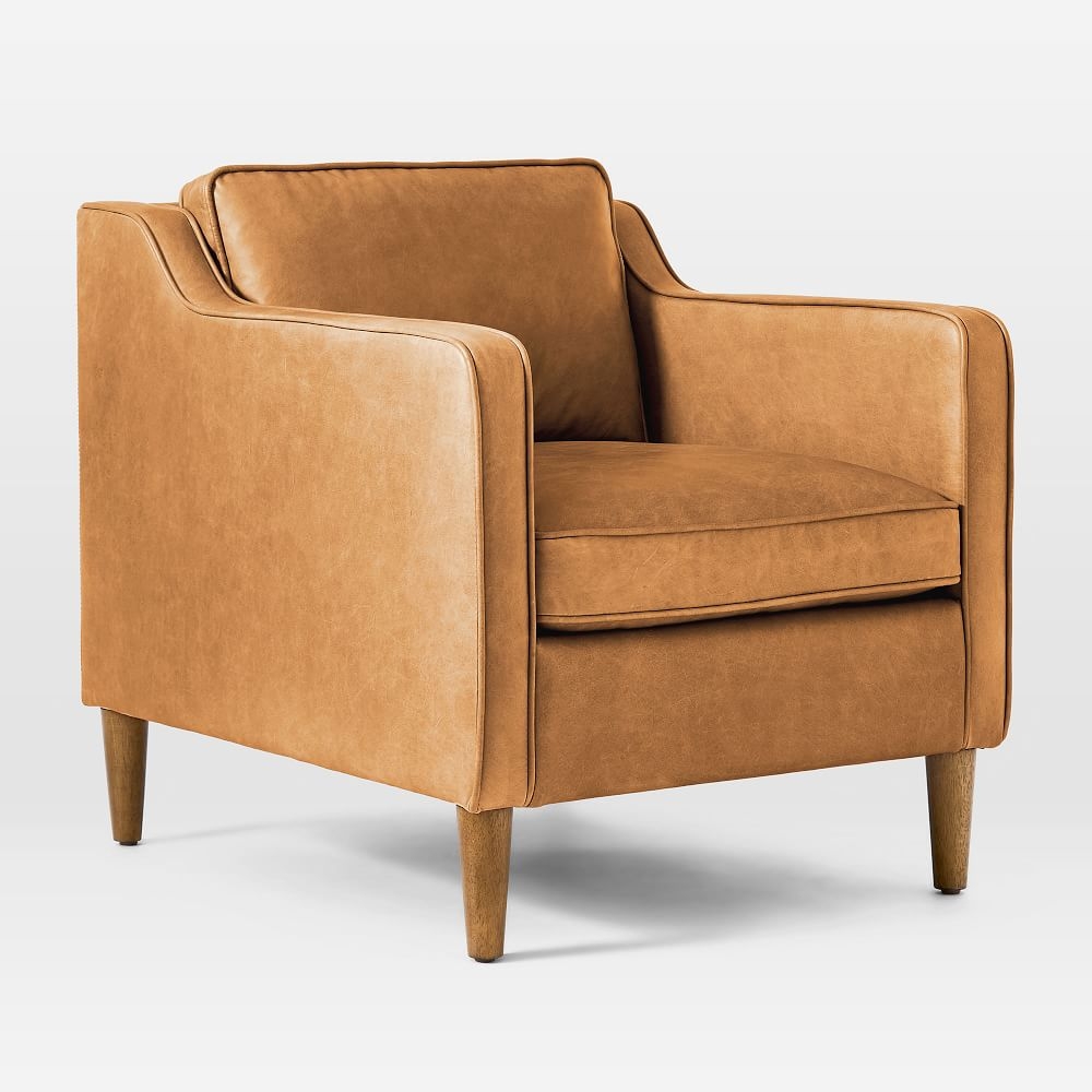 West elm leather accent hot sale chair