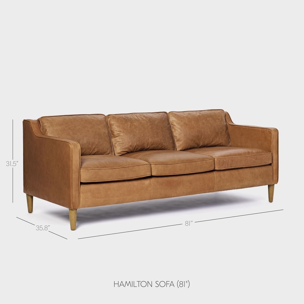 Buy online Hamilton Leather Sofa 206cm now West Elm UAE UAE