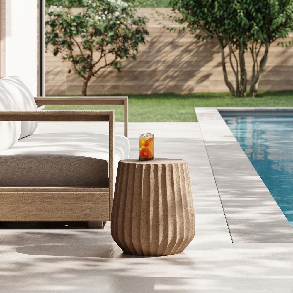 Wood outdoor side sales table