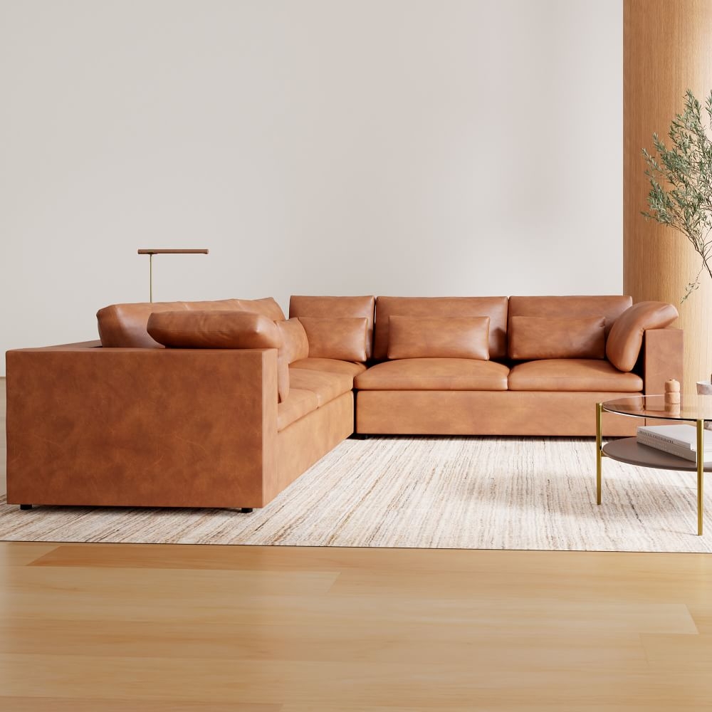 Small leather l shaped couch sale
