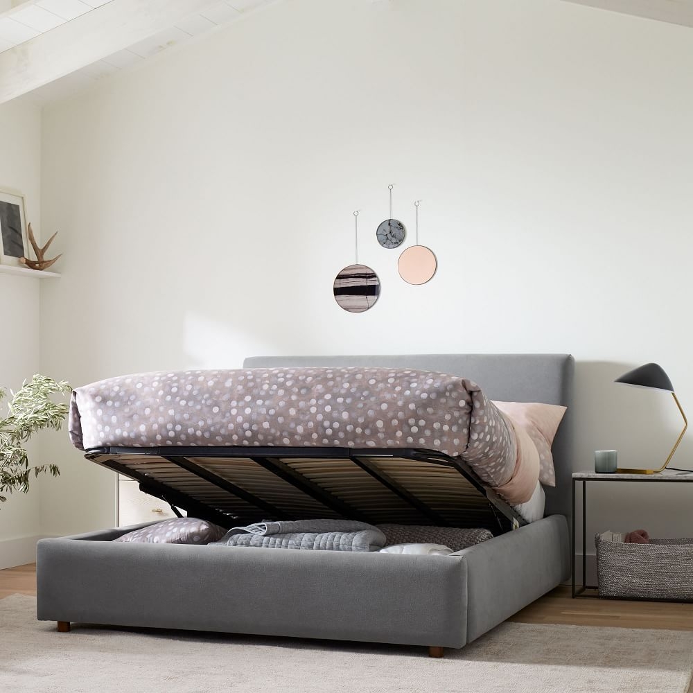 Black platform bed shop with drawers