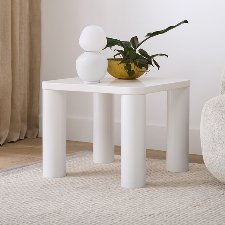 White curved store coffee table