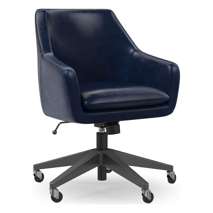 navy blue office chair leather