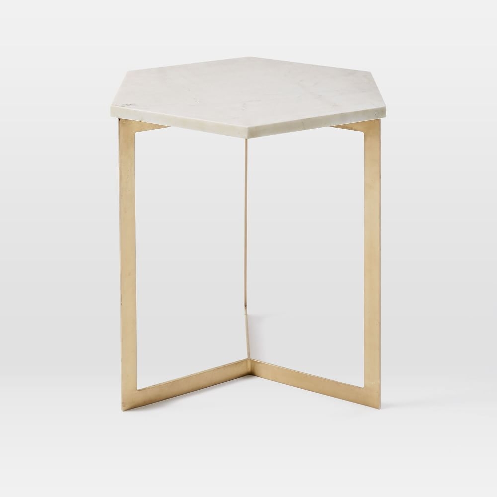 Hex Side Table Antique Brass