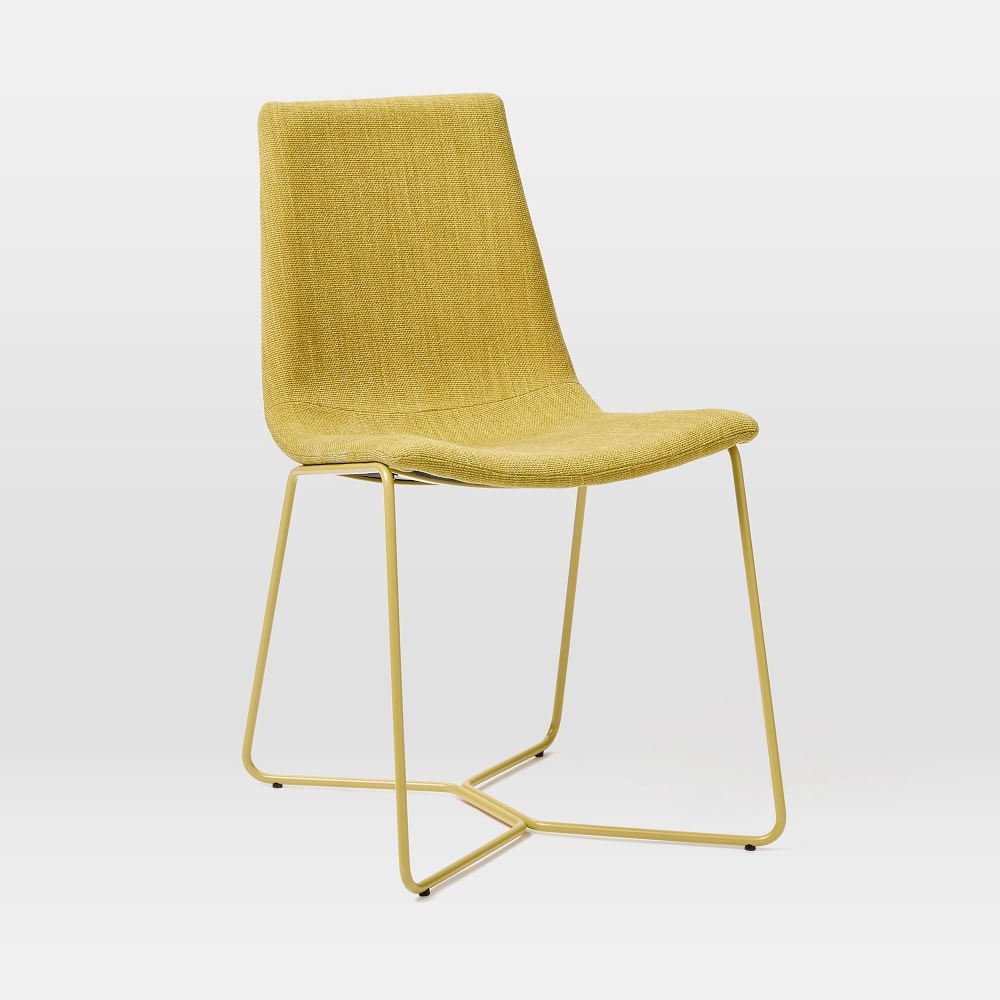 Yellow upholstered store dining chair