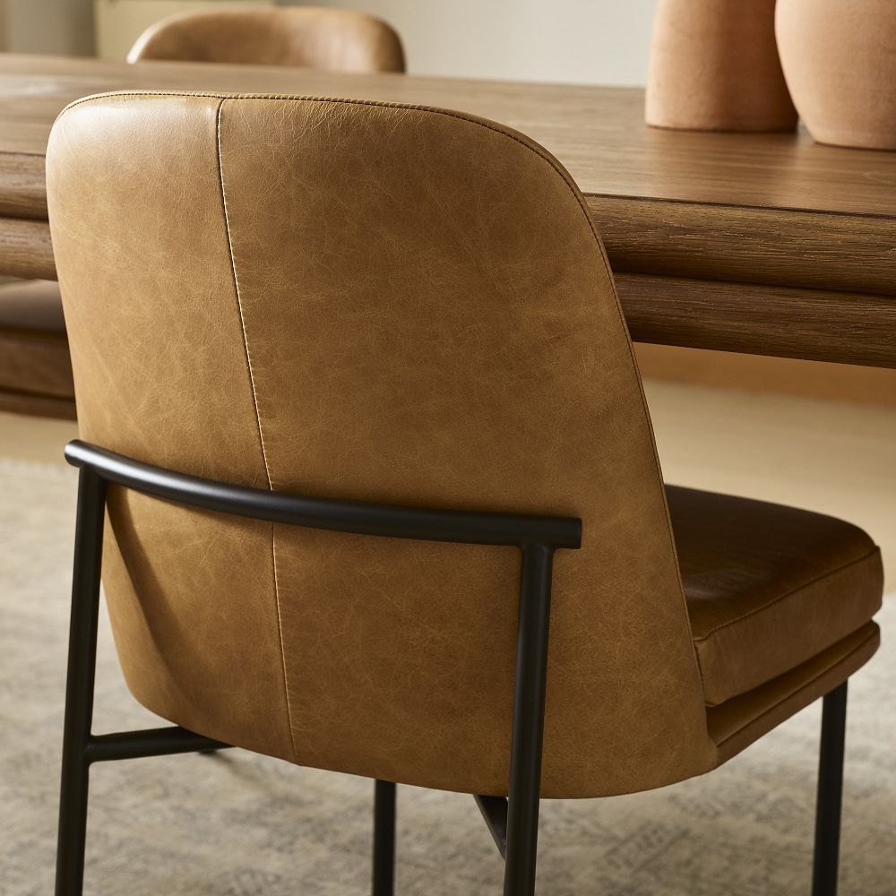 Leather and shop metal chair