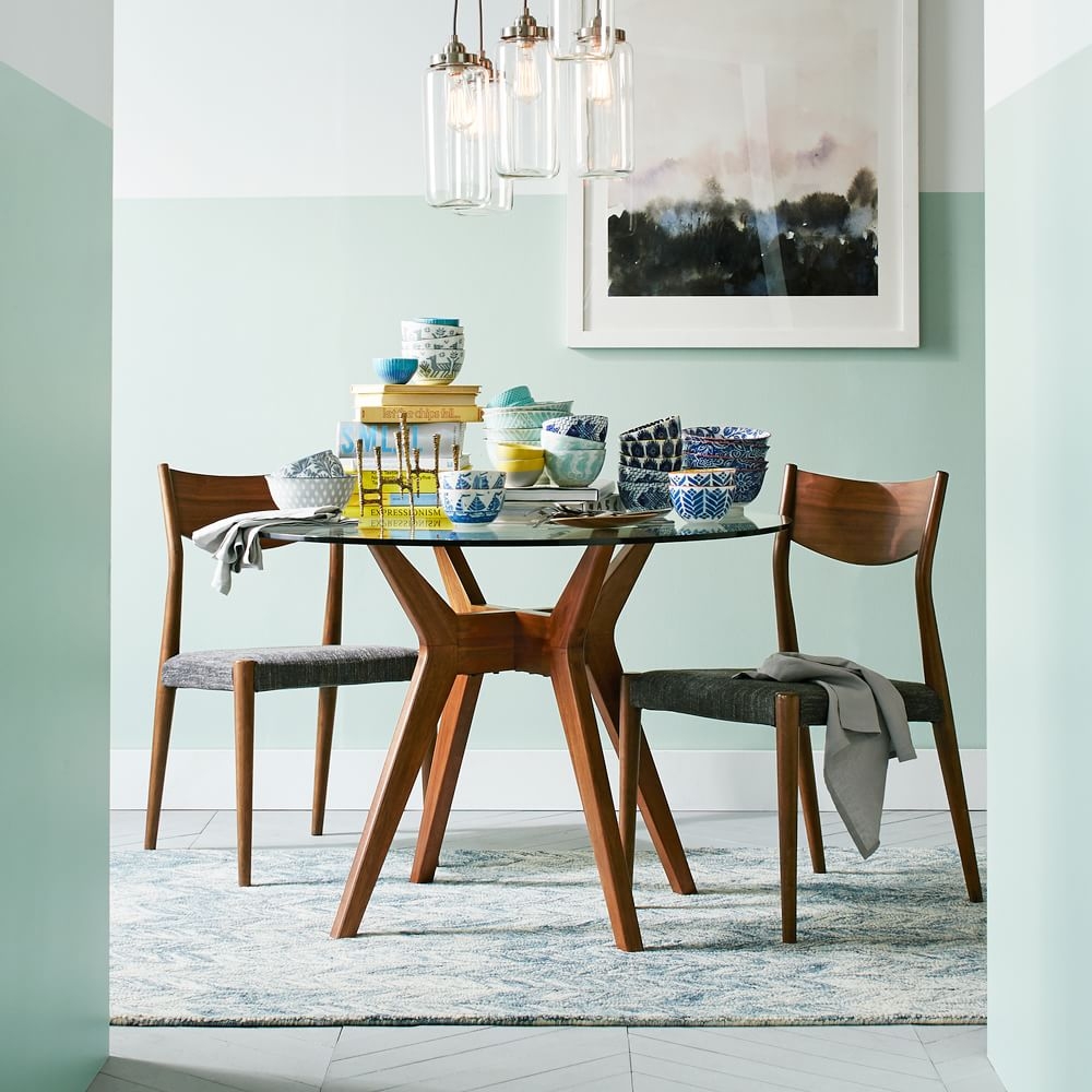 Dining table cheap set glass round