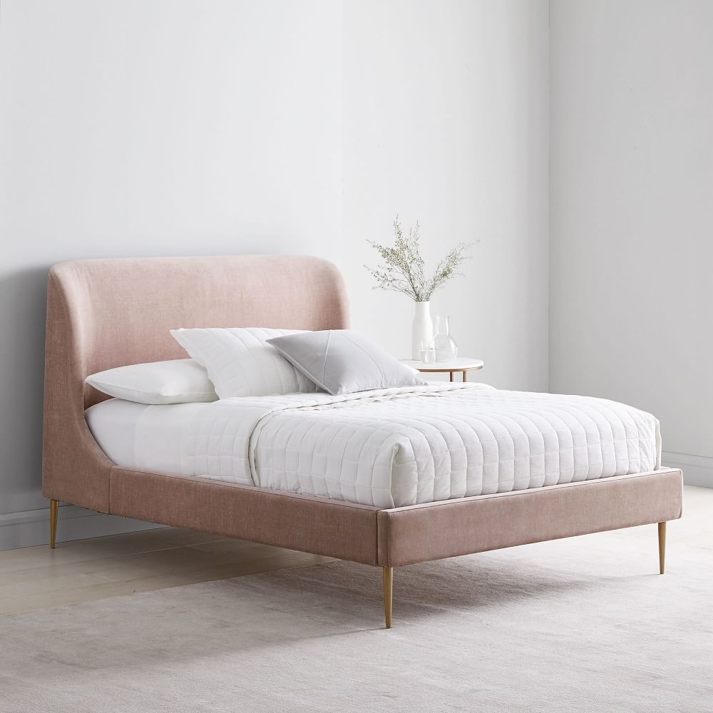 Upholstered bed shop with footboard